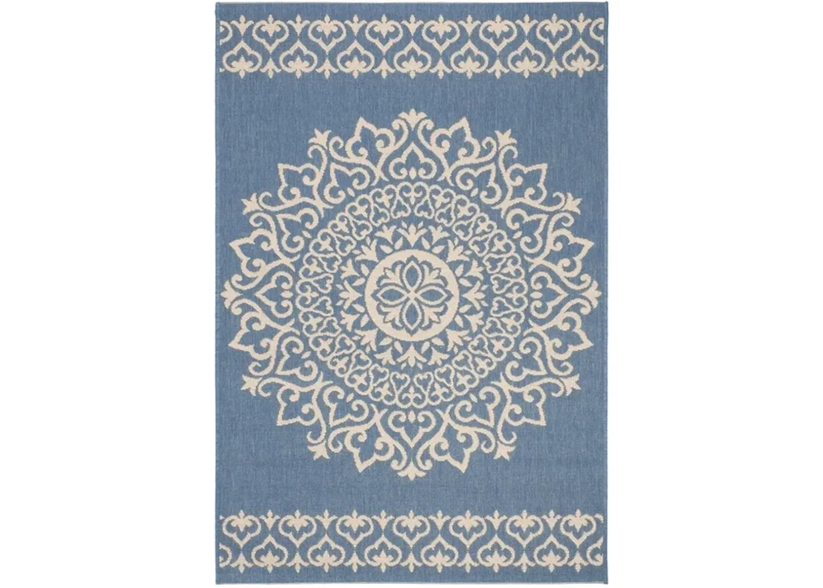 LINDEN 183 Collection LND183N-4 Cream / Blue 4' X 6'