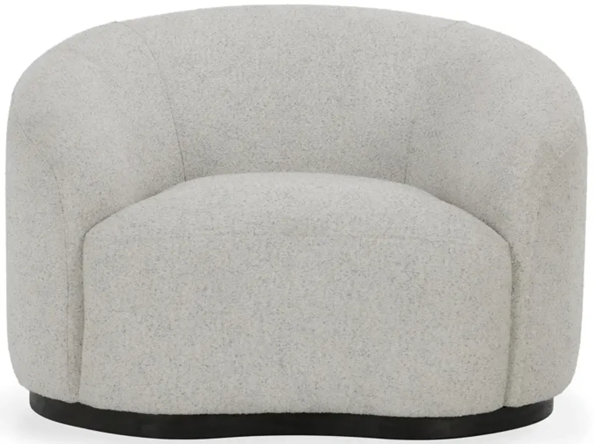 Beverly Ivory Boucle Fabric Upholstered Swivel Accent Chair