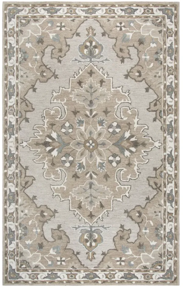 Resonant Tan/Dk.Tan Central Medallion Wool 10' x 13' Rectangle Rug