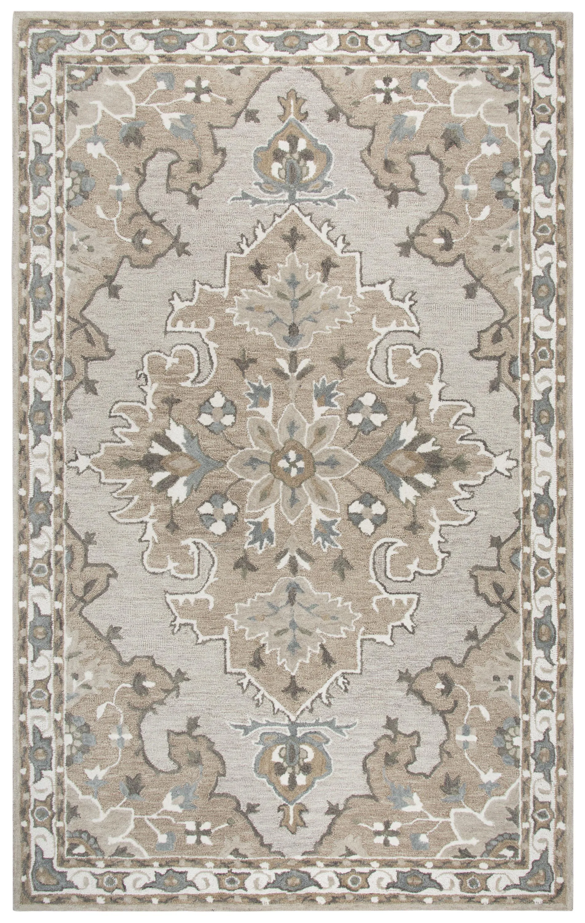 Resonant Tan/Dk.Tan Central Medallion Wool 10' x 13' Rectangle Rug