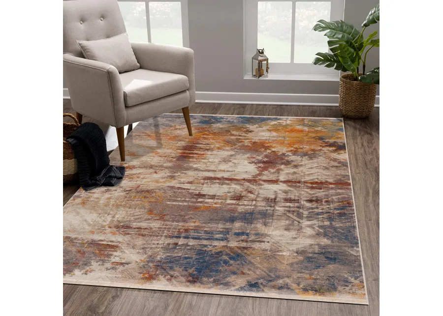 Hana Distressed Geometric Abstract Overlay Area Rug 5' x 8'