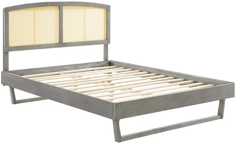 Sierra Cane and Wood Queen Platform Bed With Angular Legs