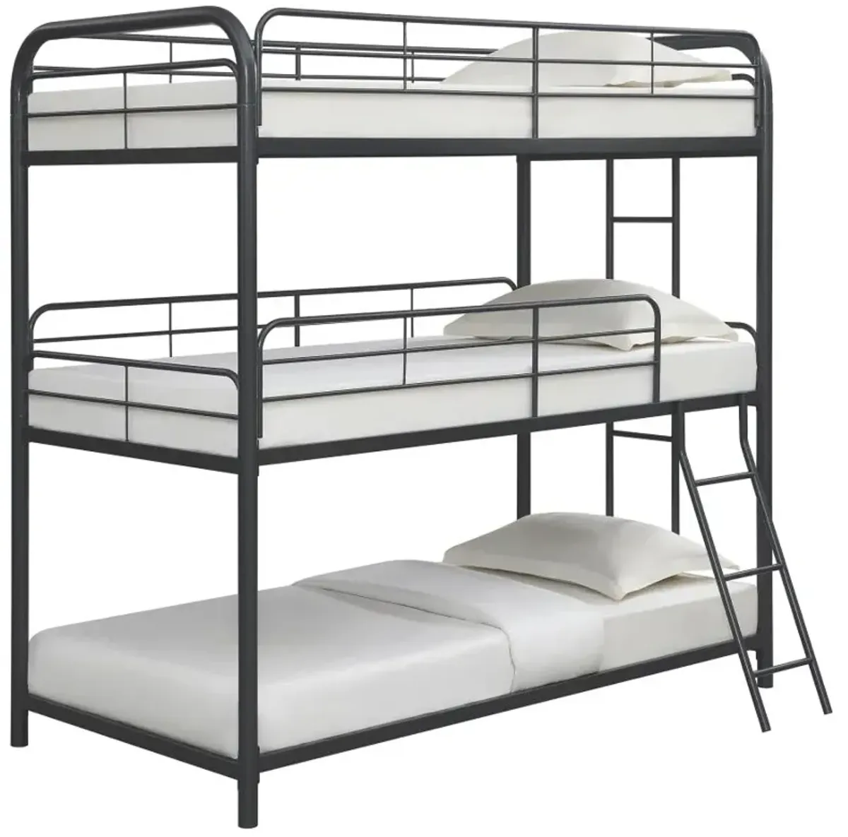 Garner Triple Twin Bunk Bed with Ladder Gunmetal