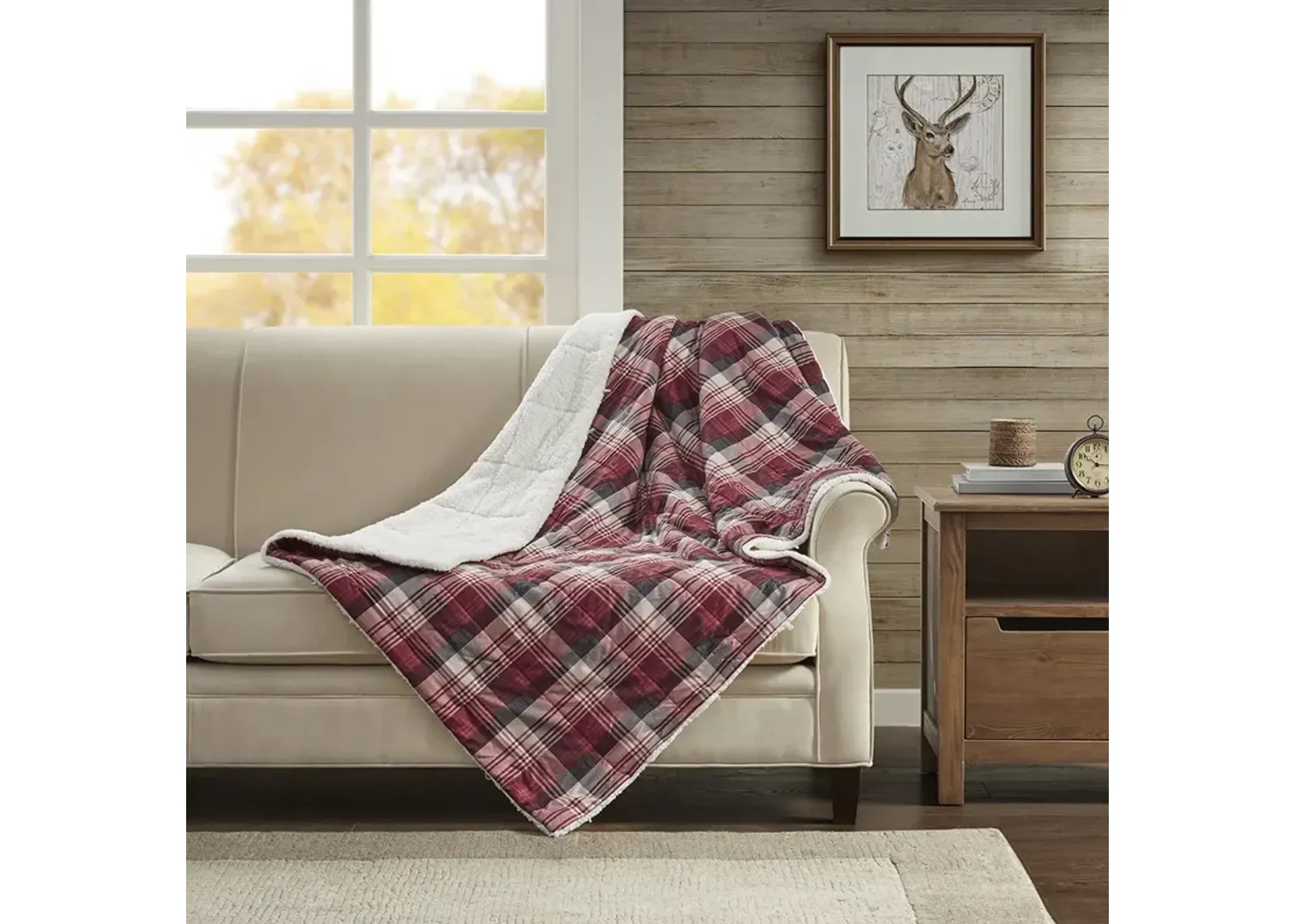 Woolrich Tasha Red Oversized Sofstpun Down Alternative  Throw