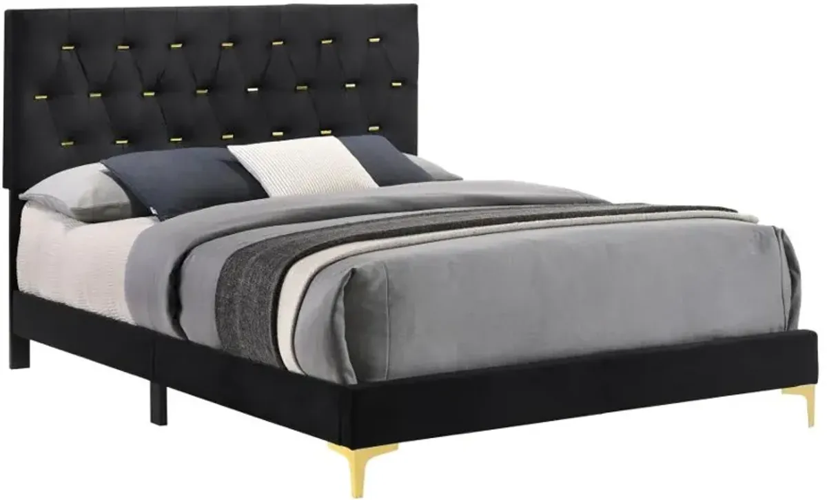 Kendall Tufted Panel Eastern King Bed Black and Gold