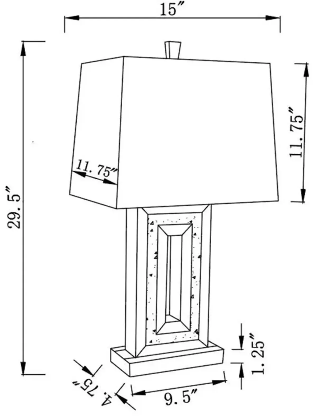 Ayelet Table Lamp with Square Shade White and Mirror