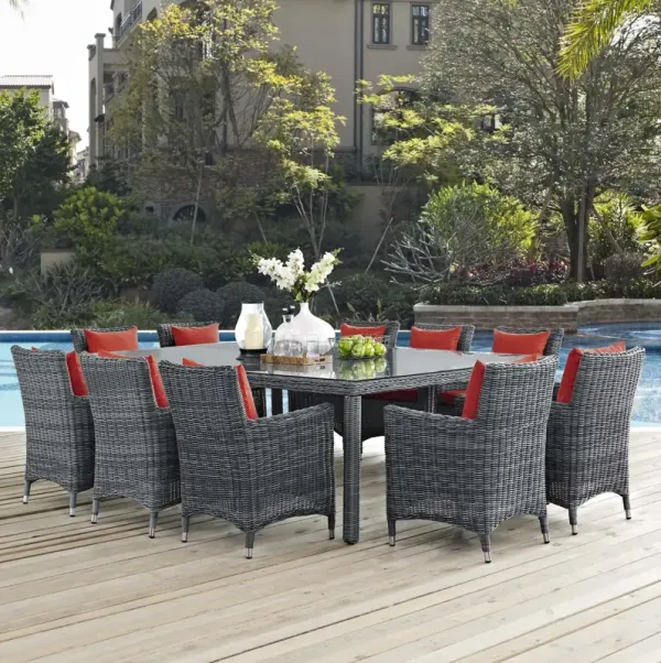 Summon 11 Piece Outdoor Patio Sunbrella® Dining Set