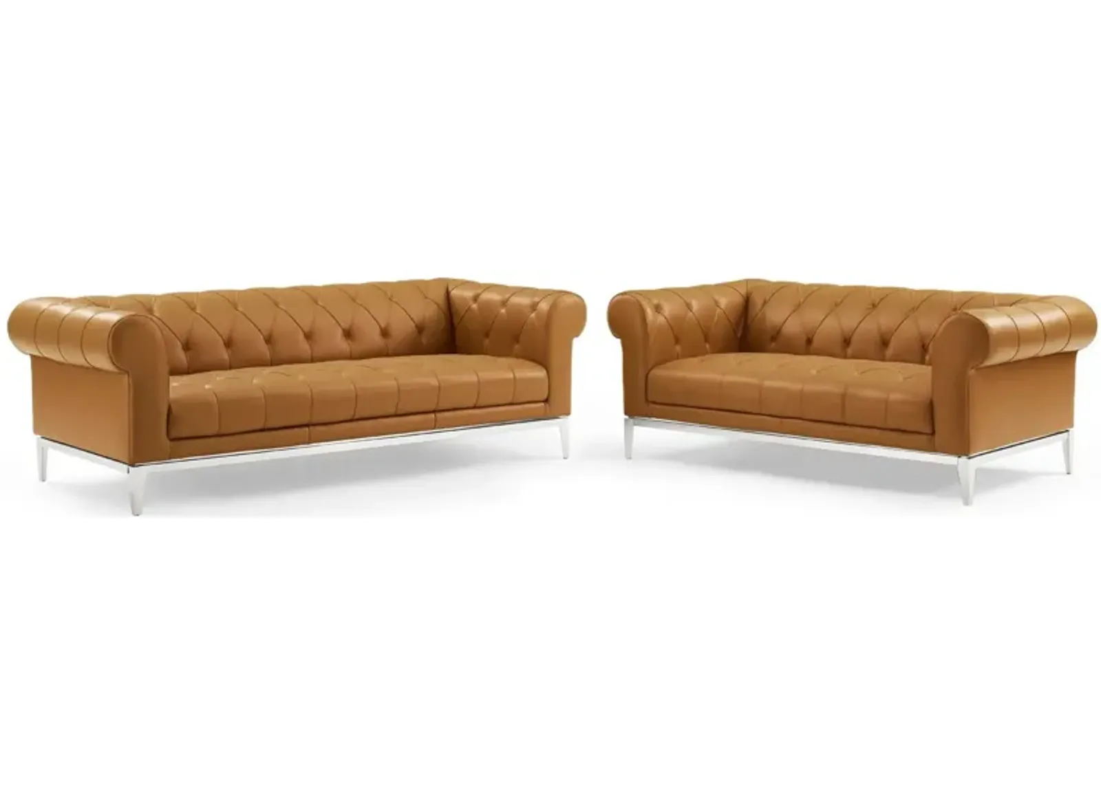 Idyll Tufted Upholstered Leather Sofa and Loveseat Set