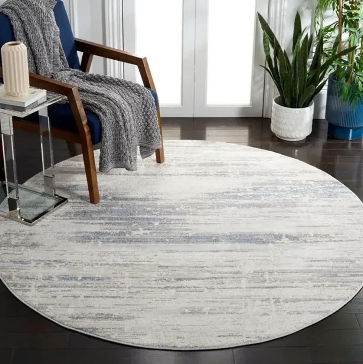 WHISPER 586 Grey  6'-7' X 6'-7' Round Round Rug