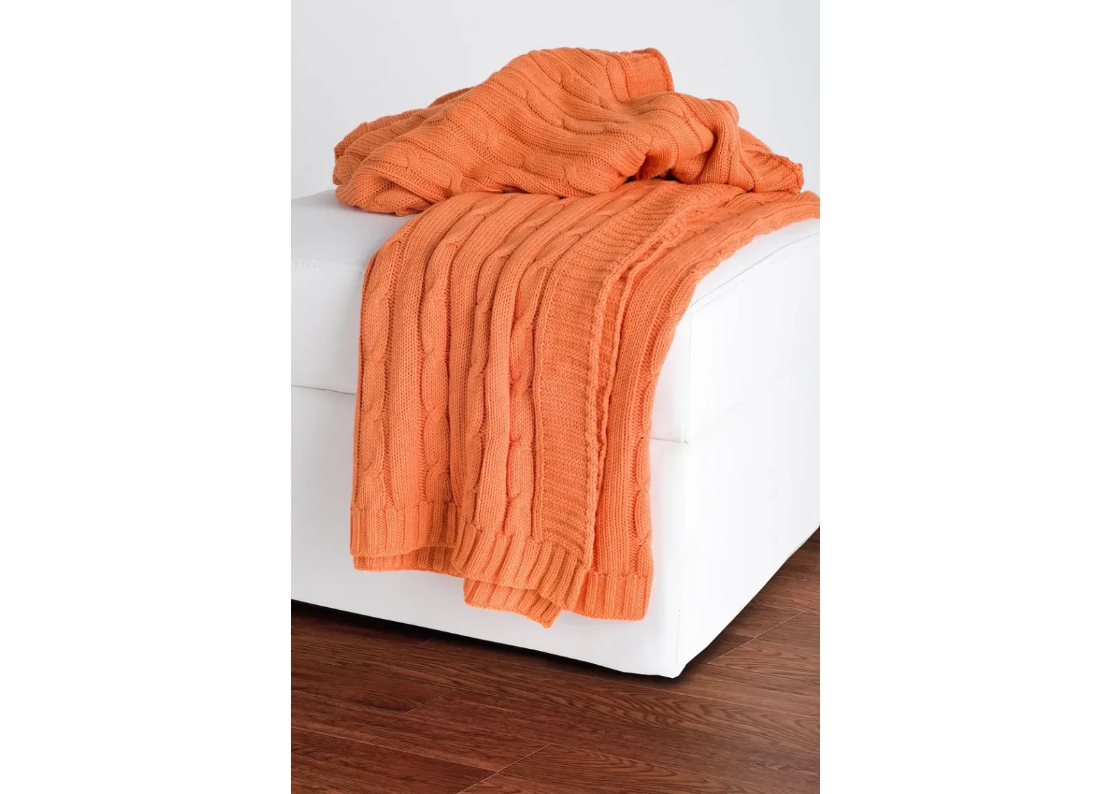 Cable Knit Orange Throw