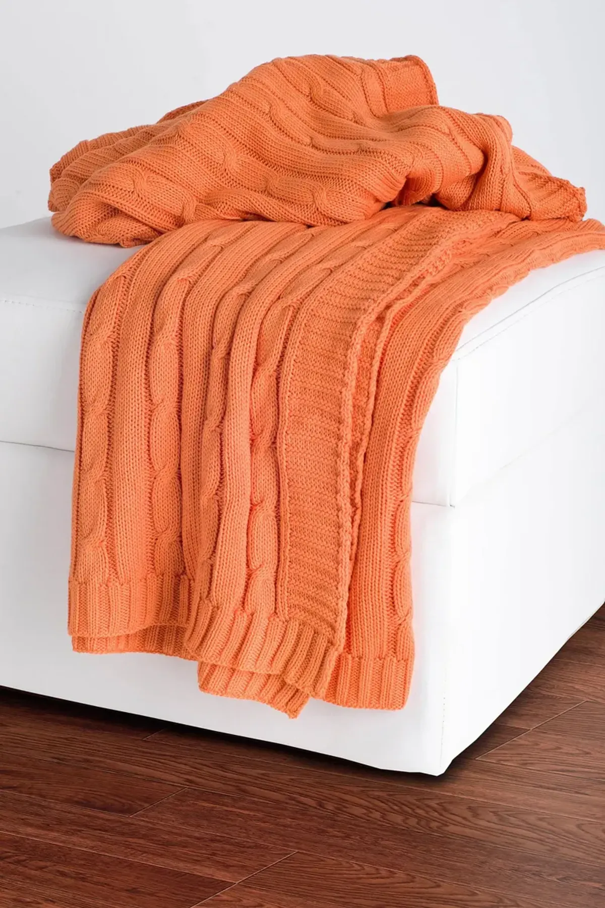 Cable Knit Orange Throw