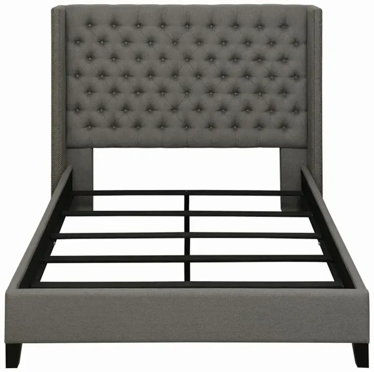 Elland Demi-Wing Upholstered Queen Bed Grey