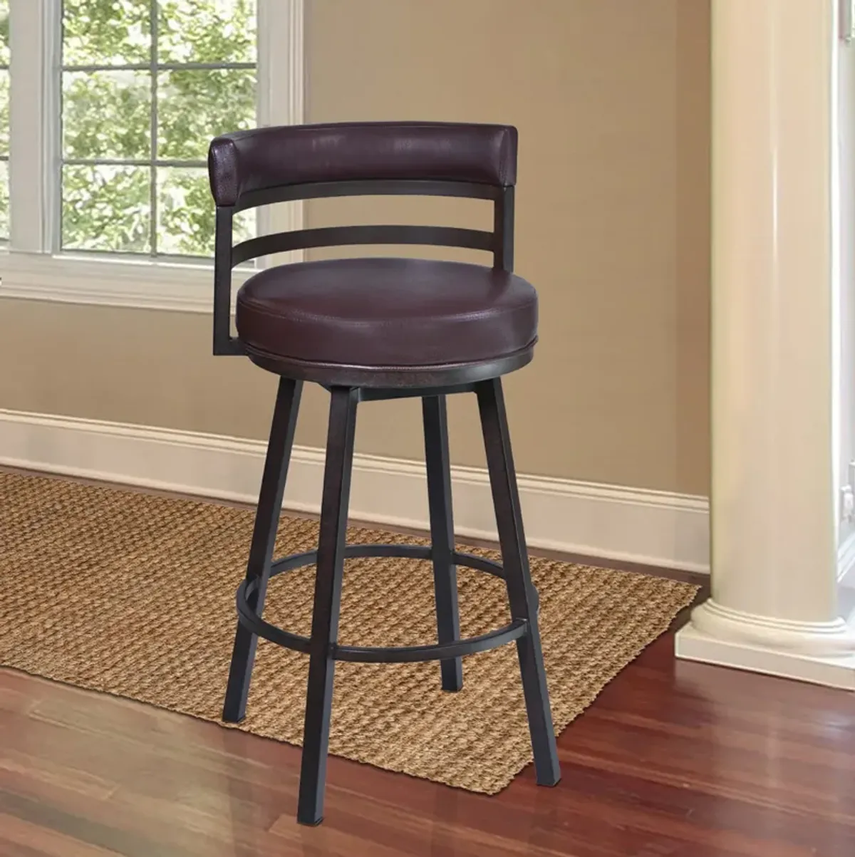 Titana 30" Barstool in Auburn Bay finish with Brown Pu upholstery