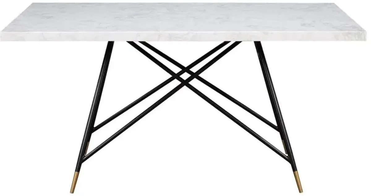 Gabrielle Rectangular Marble Top Dining Table White and Black