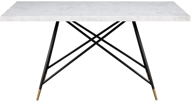 Gabrielle Rectangular Marble Top Dining Table White and Black