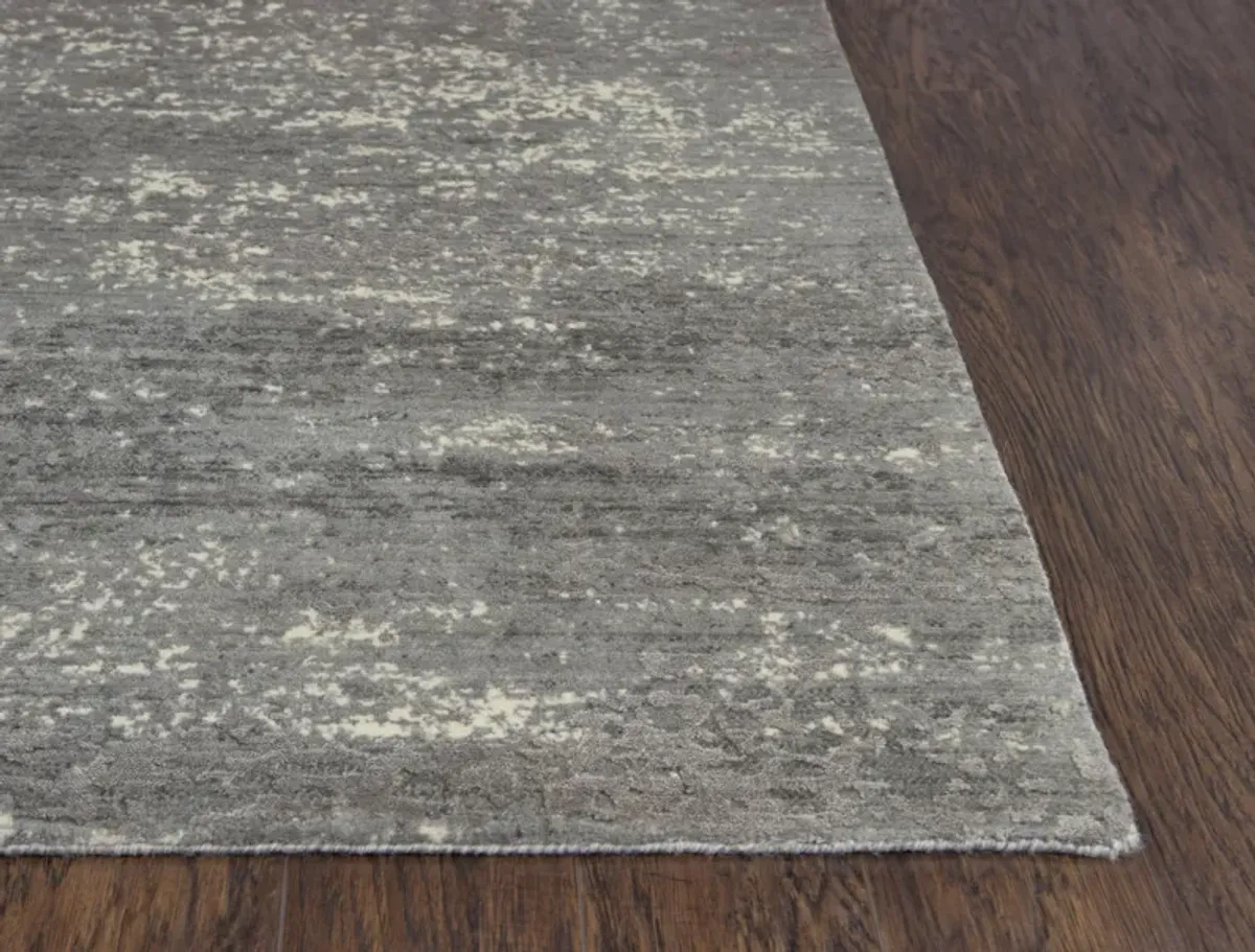 Artistry Gray Abstract NZ Wool/Tencel Blend 2'6" x 10' Runner Rug