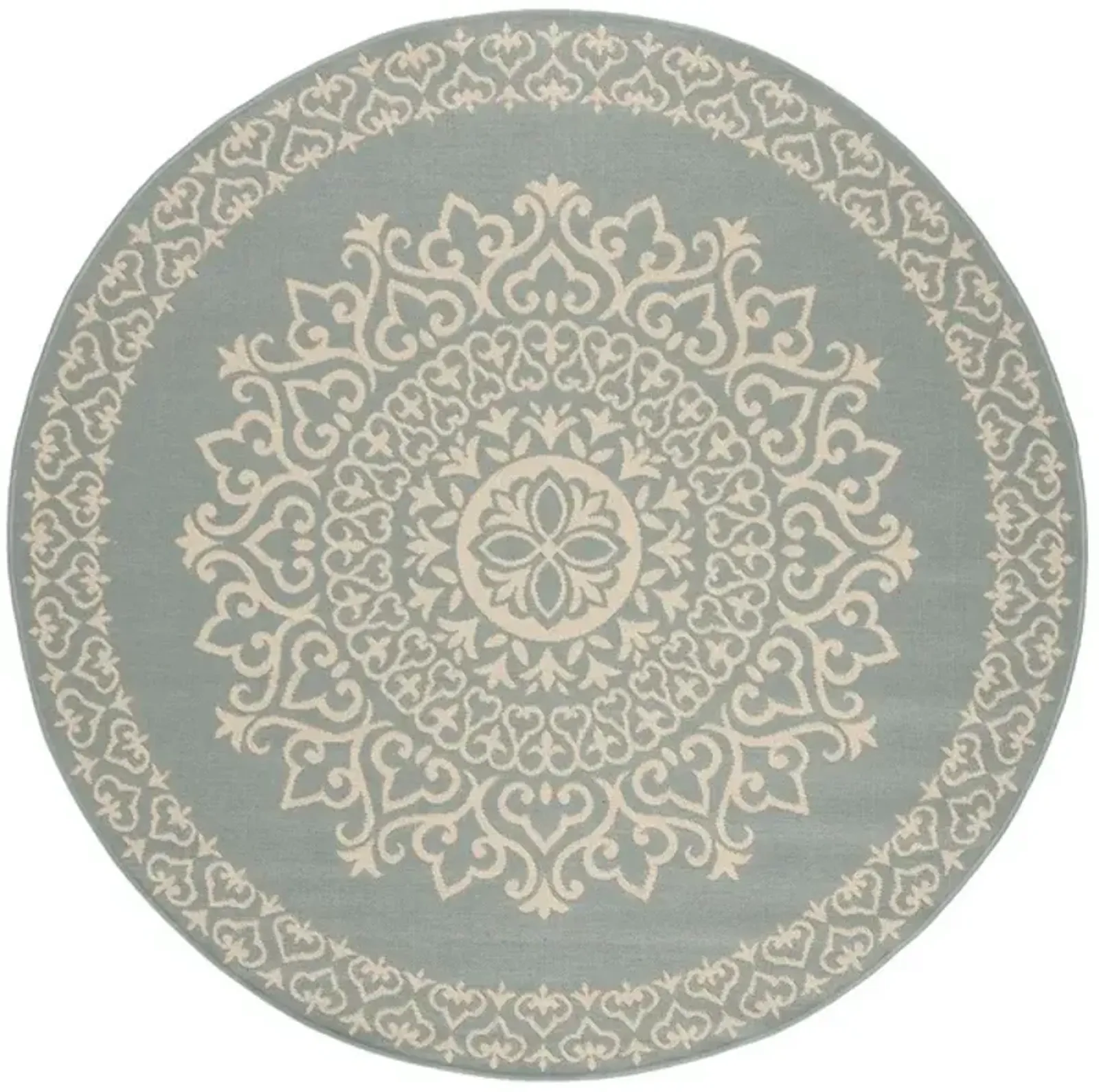 Safavieh BEACH HOUSE Collection BHS183L-6R Cream / Aqua 6'-7" X 6'-7" Round