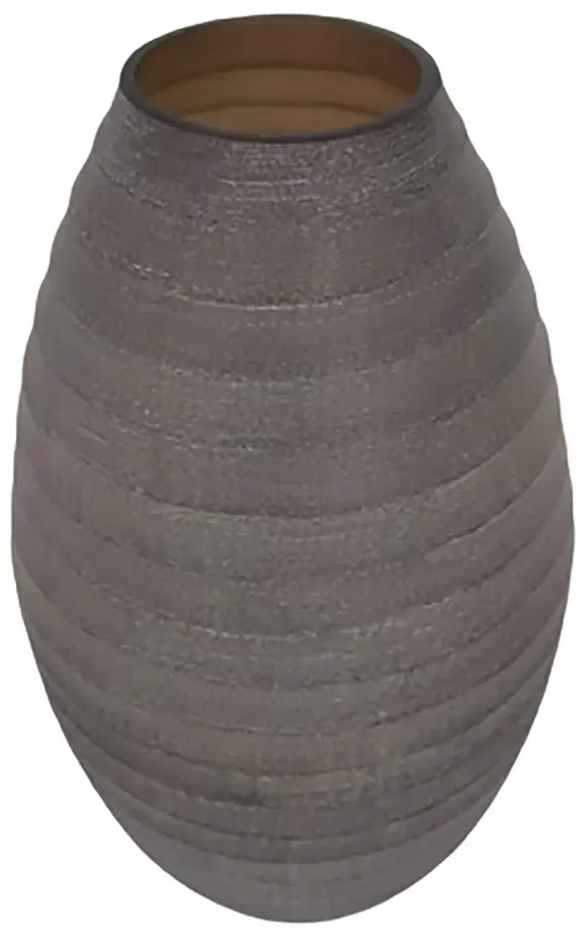 Glass, 16" Ridged Urn Vase, Champagne