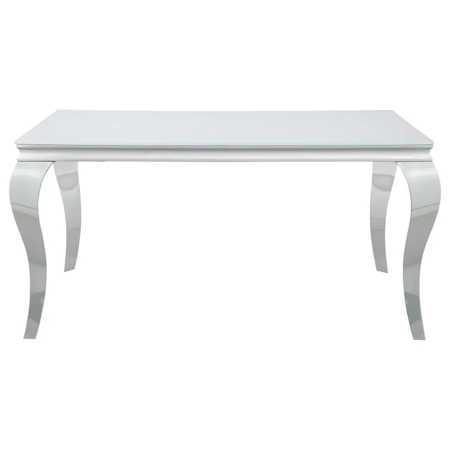 Carone Rectangular Glass Top Dining Table White and Chrome