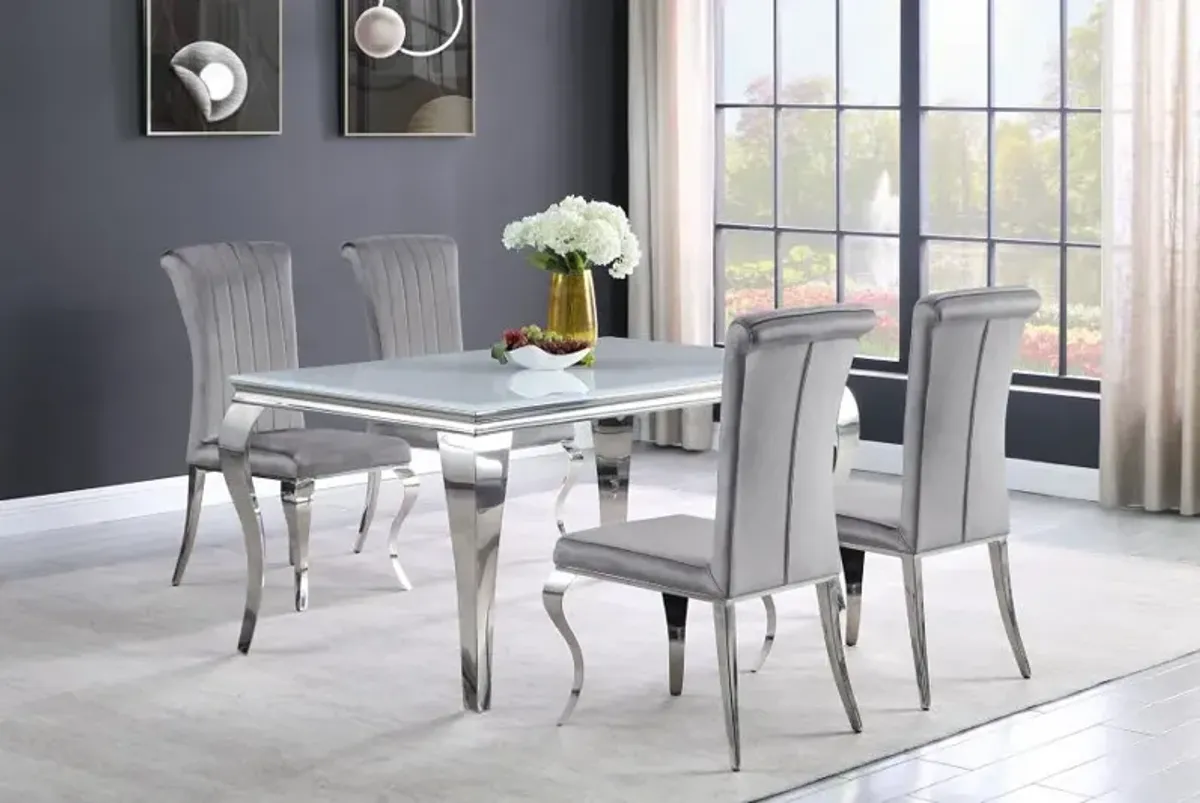 Carone Rectangular Glass Top Dining Table White and Chrome