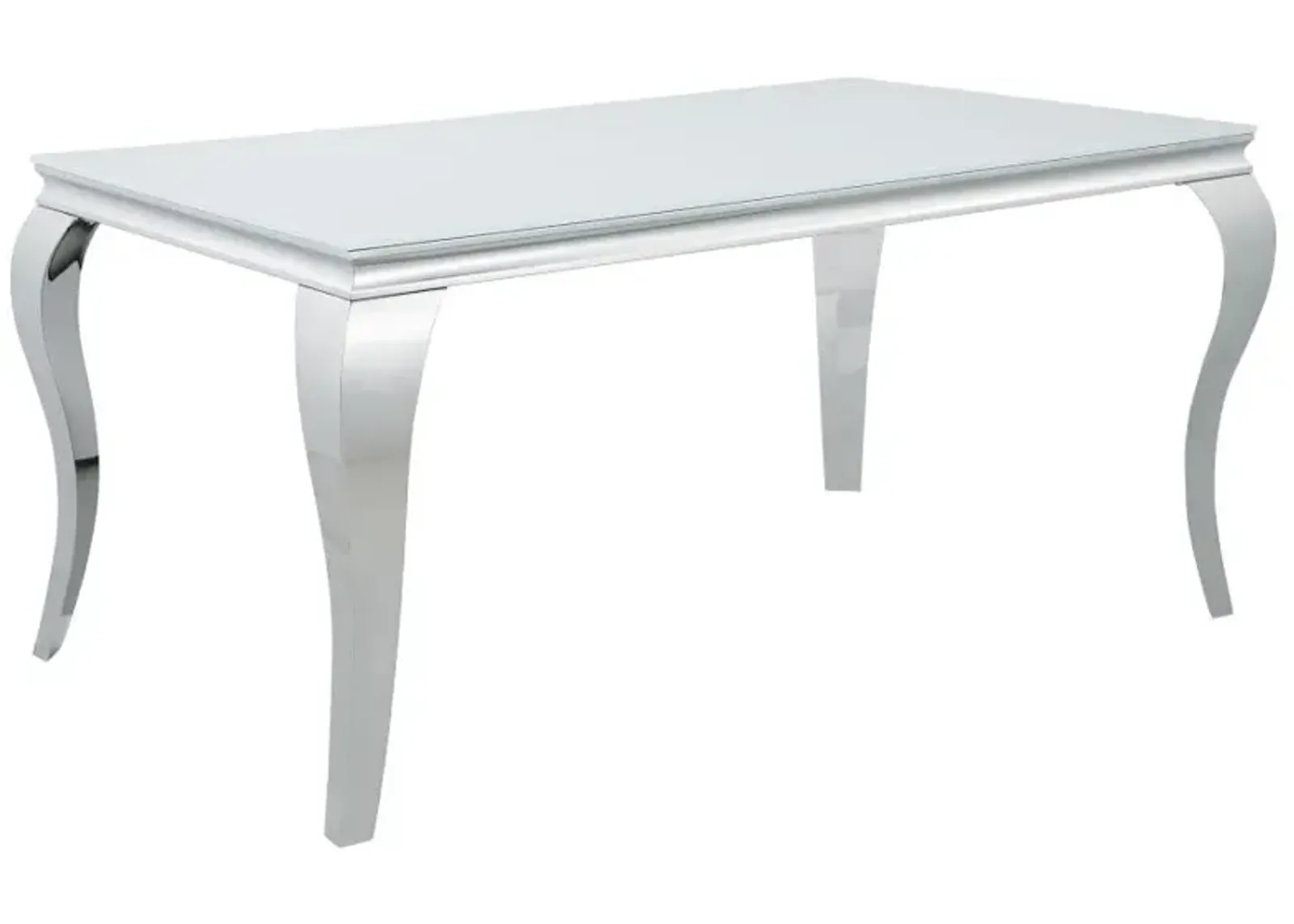 Carone Rectangular Glass Top Dining Table White and Chrome