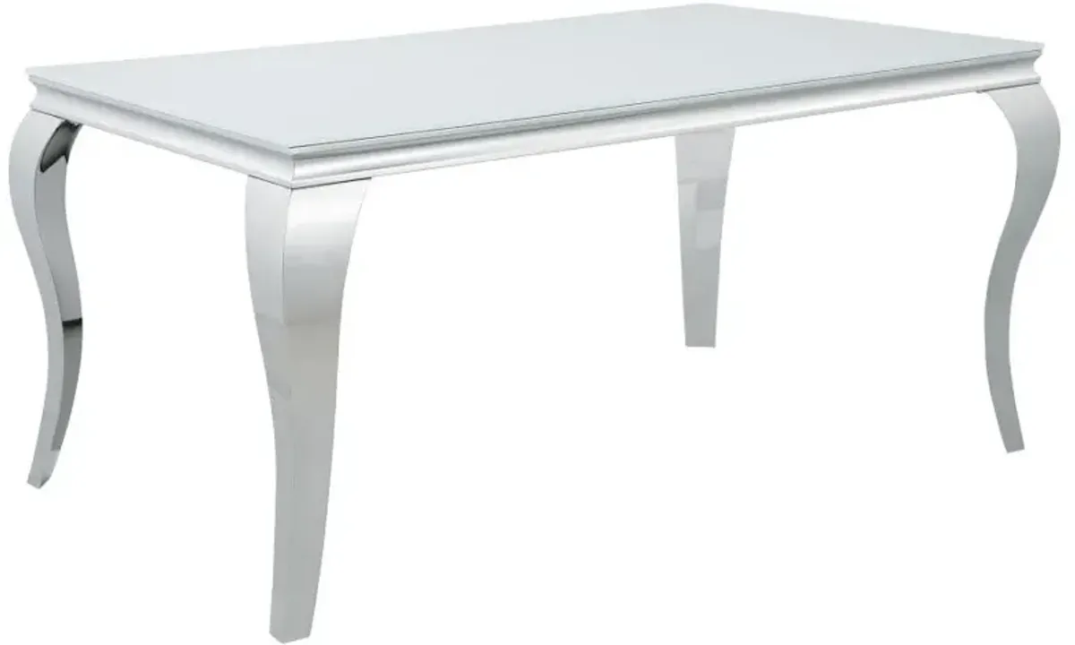 Carone Rectangular Glass Top Dining Table White and Chrome