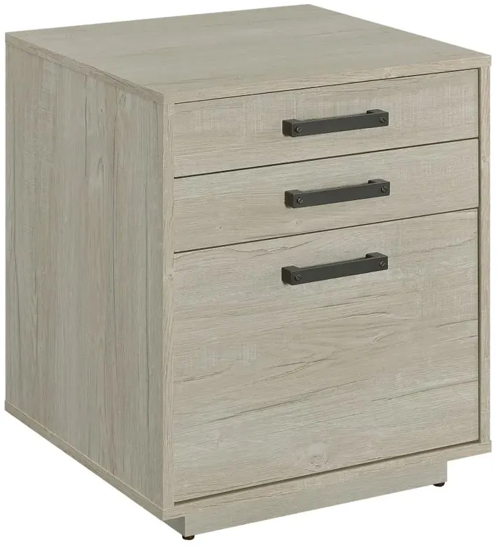 Loomis 3-drawer Square File Cabinet Whitewashed Grey