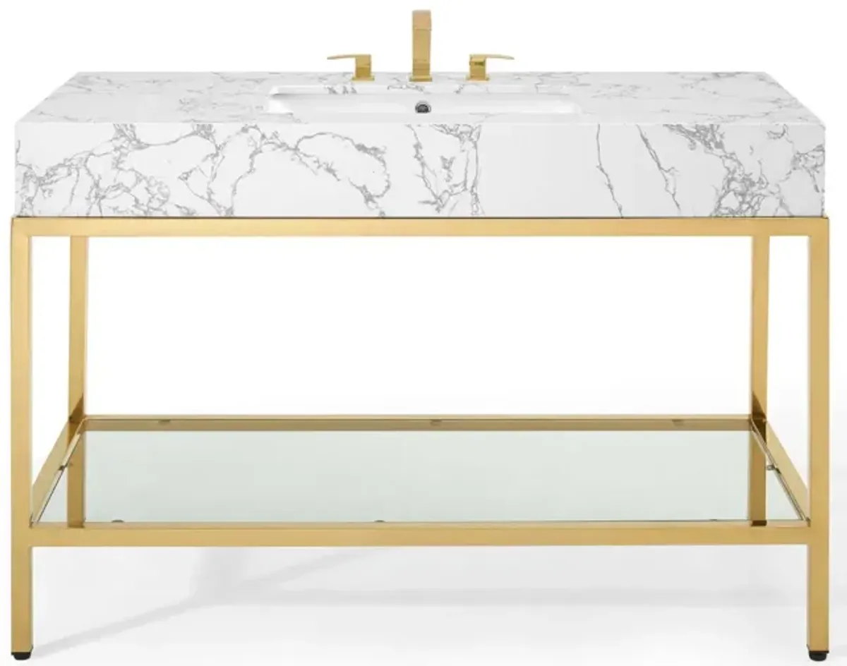 Kingsley 50" Gold Stainless Steel Bathroom Vanity