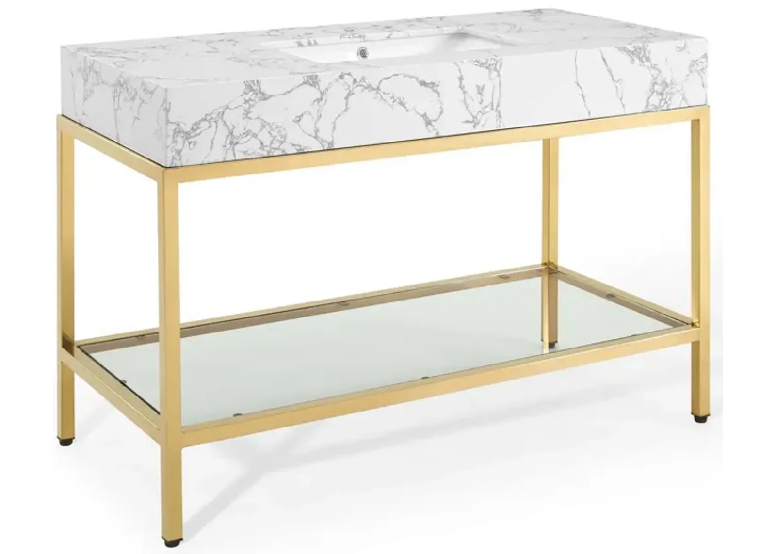 Kingsley 50" Gold Stainless Steel Bathroom Vanity