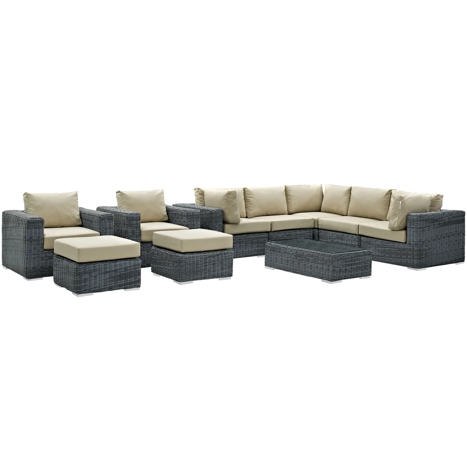 Summon 10 Piece Outdoor Patio Sunbrella® Sectional Set