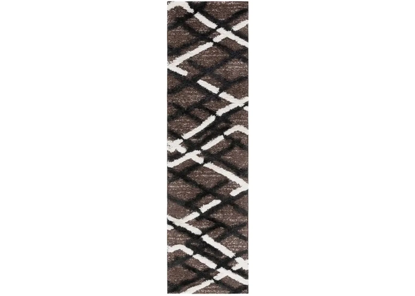 HI-LO SHAG 206 Brown  2'-2' X 8' Runner Rug