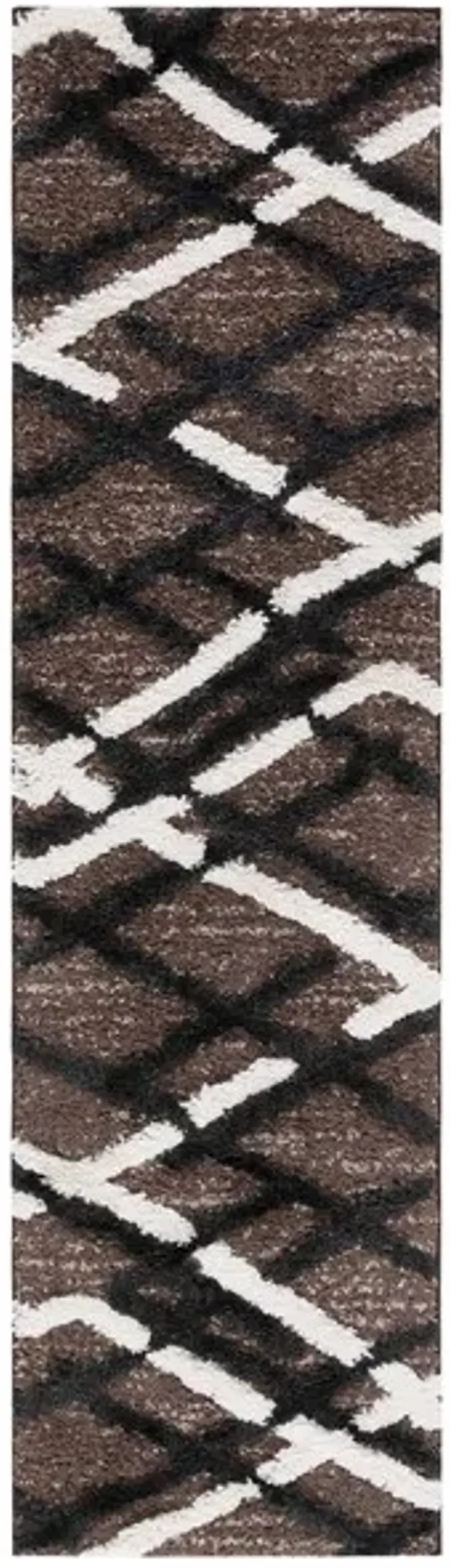 HI-LO SHAG 206 Brown  2'-2' X 8' Runner Rug