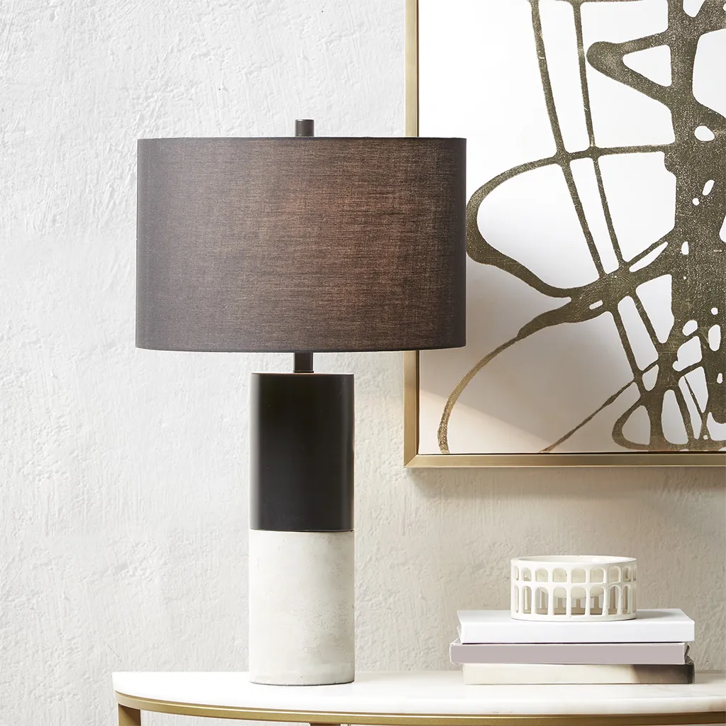 Hampton Hill Fulton  Black/Grey Concrete Table Lamp