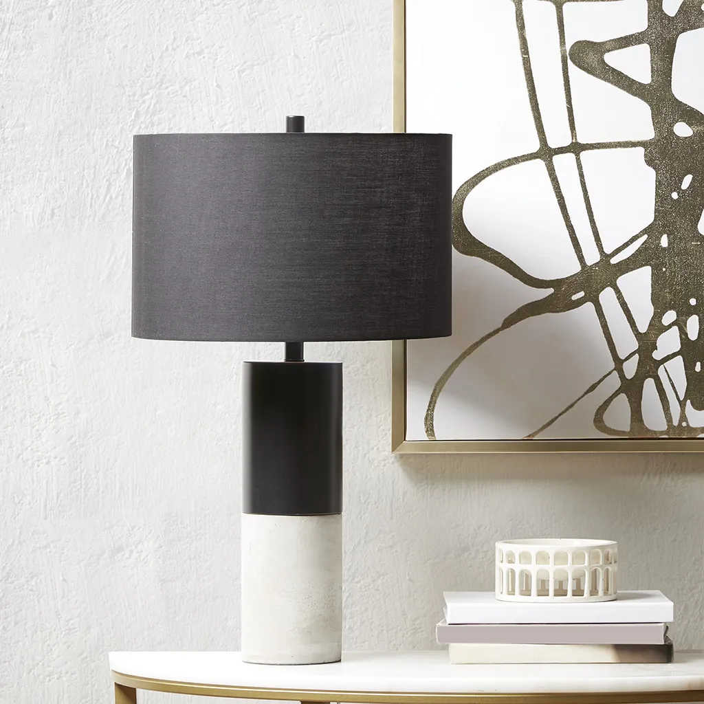 Hampton Hill Fulton  Black/Grey Concrete Table Lamp