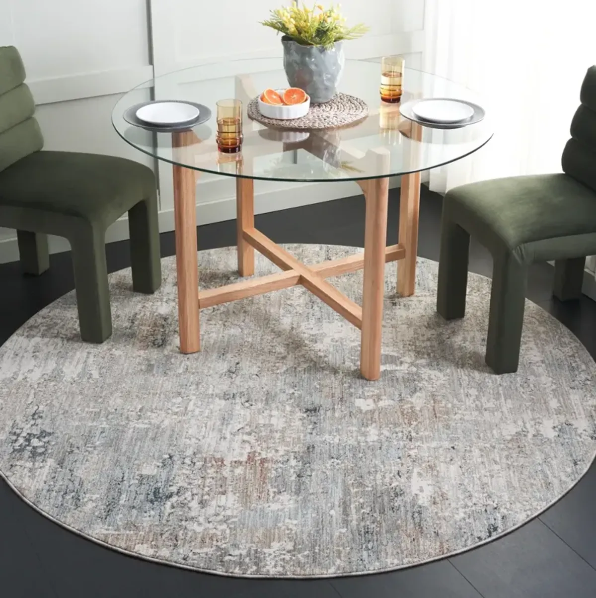 TREASURE 450 GREY  6'-7' x 6'-7' Round Round Rug