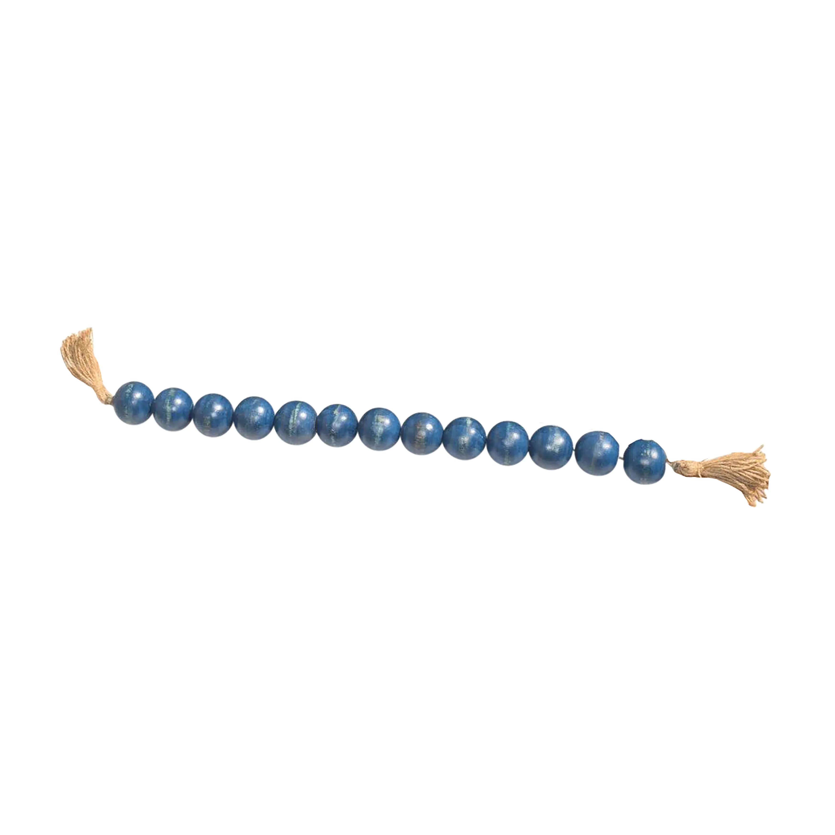 Wood, 32" Large Beaded Garland W/ Tassel, Teal/blu