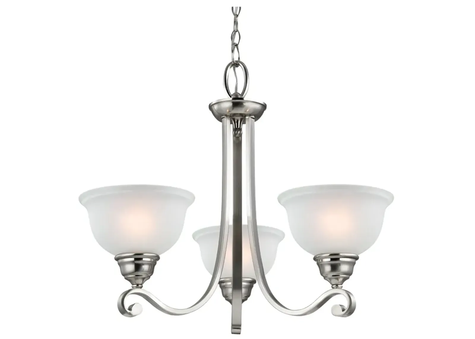 Hamilton 3-Light Chandelier in Brushed Nickel with White Glass