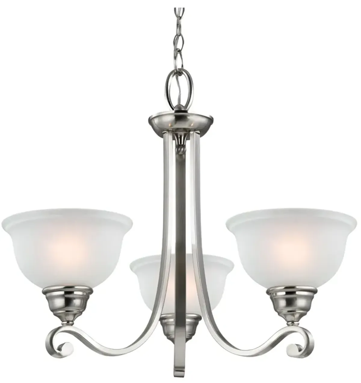 Hamilton 3-Light Chandelier in Brushed Nickel with White Glass