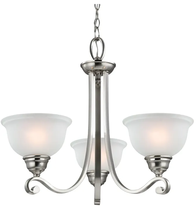 Hamilton 3-Light Chandelier in Brushed Nickel with White Glass