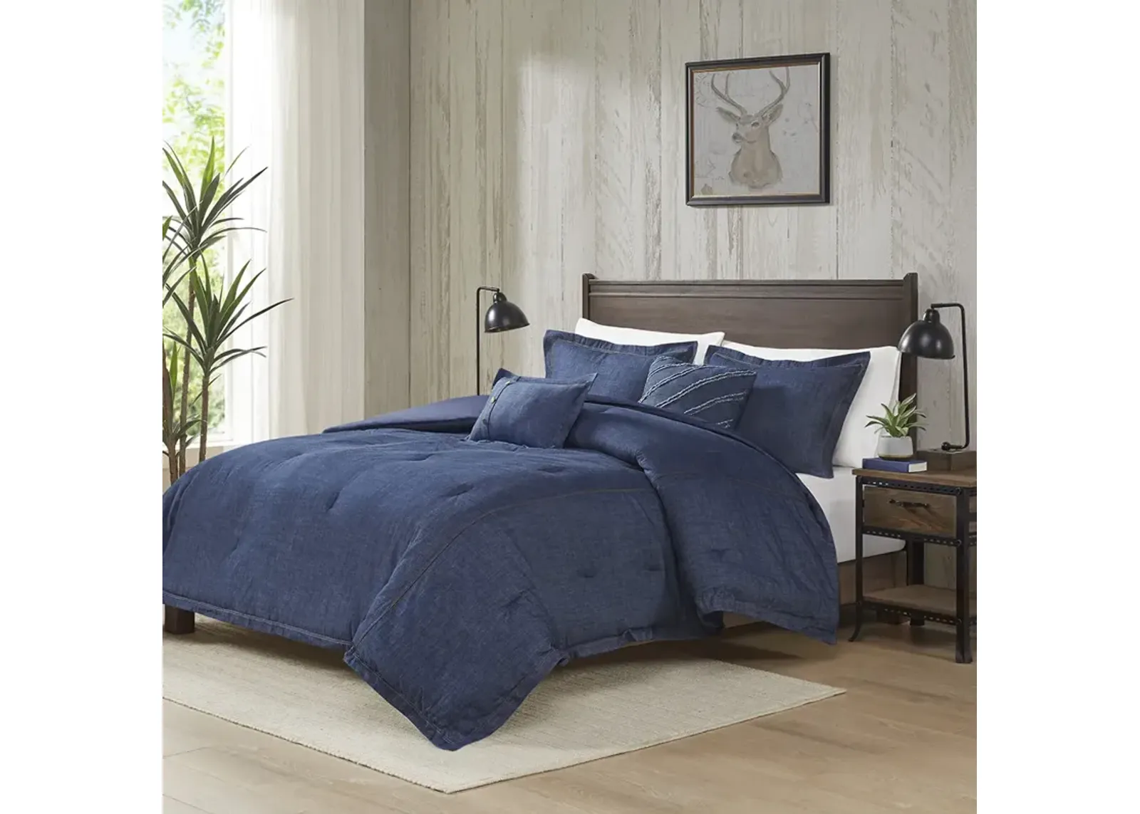 Woolrich Perry Blue Oversized Denim Comforter Set