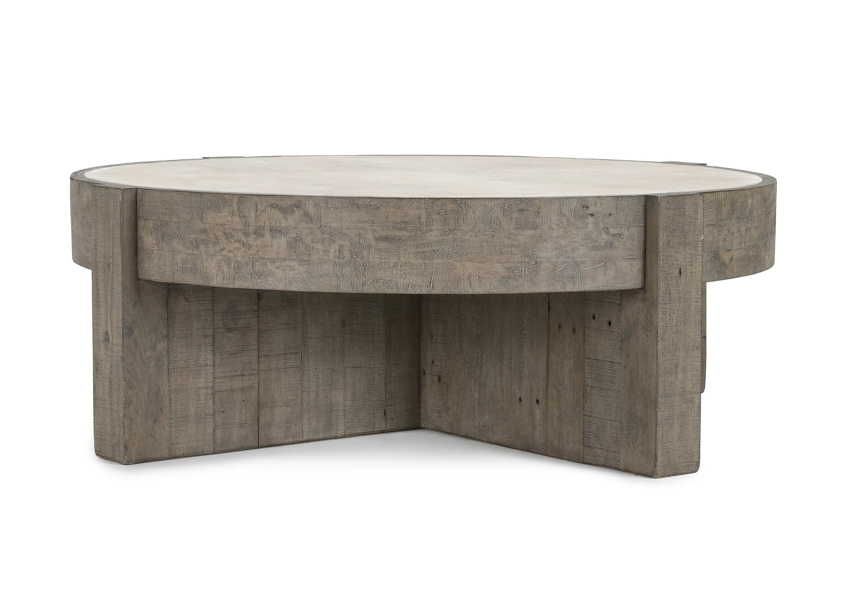 Sonoma 52" Round Reclaimed Pine Coffee Table in Distressed Gray