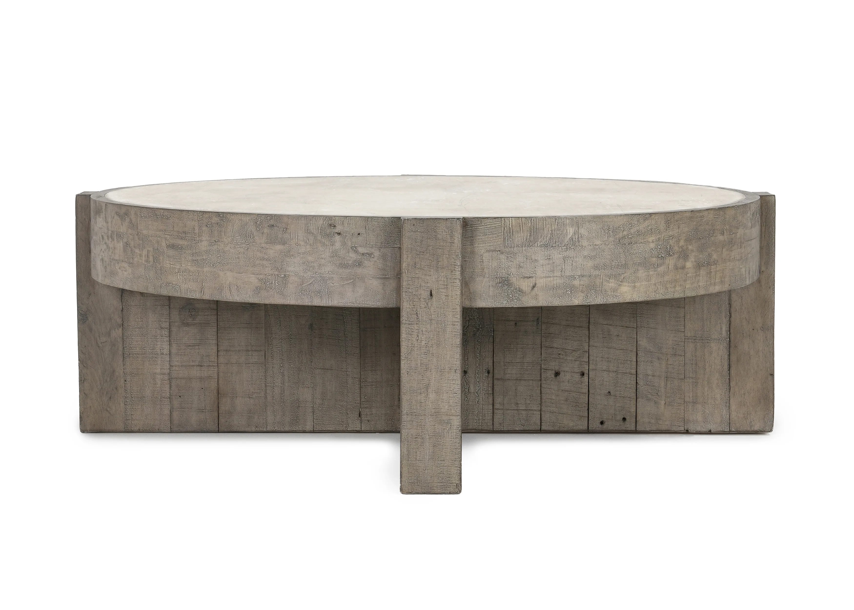 Sonoma 52" Round Reclaimed Pine Coffee Table in Distressed Gray