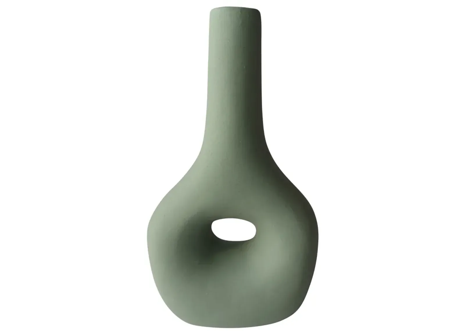 Cer, 9" Open Cut-out Nomad Vase, Dark Sage