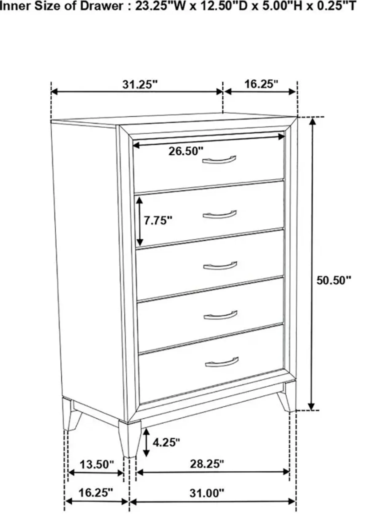 Watson 5-drawer Chest Grey Oak and Black