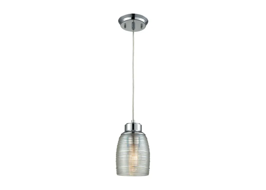 Muncie 5'' Wide 1-Light Pendant - Polished Chrome with Clear Spun Glass