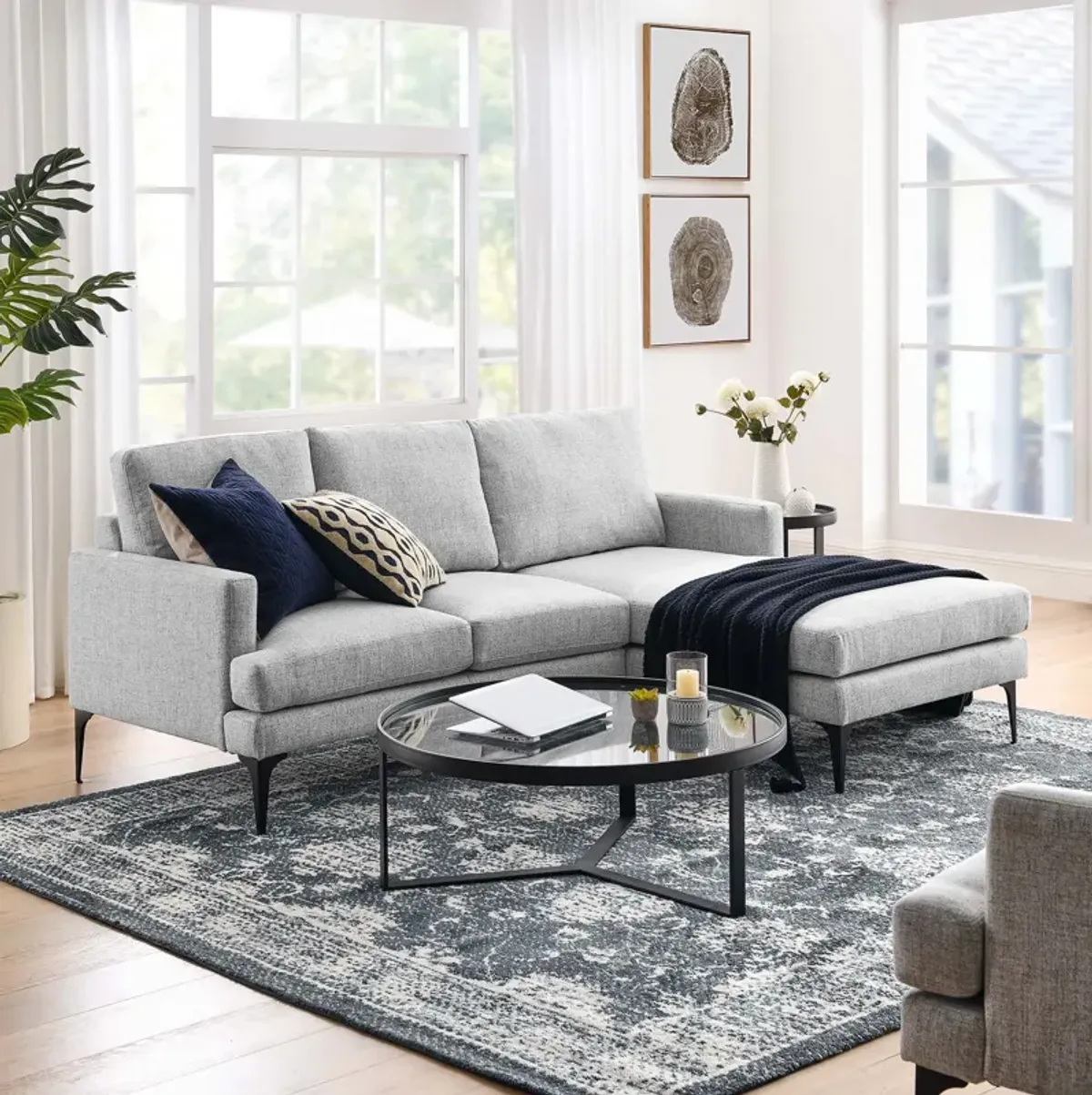 Evermore Right-Facing Upholstered Fabric Sectional Sofa