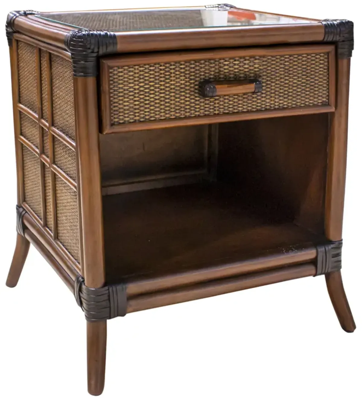 Palm Cove 1-Drawer Nightstand with Glass