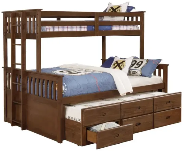 Atkin Twin Extra Long over Queen 3-drawer Bunk Bed Weathered Walnut
