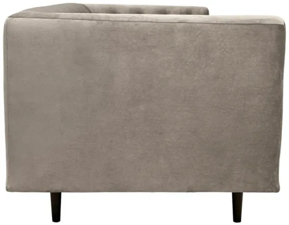 Annabelle 80" Fossil Gray Velvet Sofa with Black Wood Legs