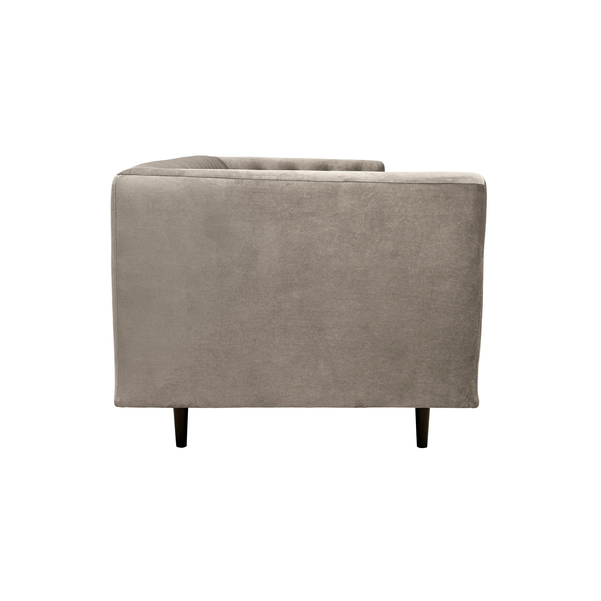 Annabelle 80" Fossil Gray Velvet Sofa with Black Wood Legs